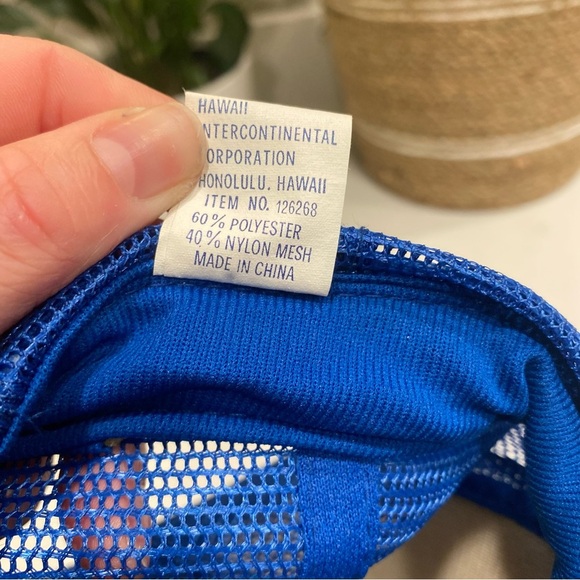Vintage 90’s Hawaiian Headwear Hat Cap Snap Back Blue Trucker Mesh Surf Surfer - Picture 5 of 5